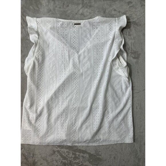 Women’s Michael Kors Blouse White V-Neck Size Xl - Picture 12 of 13